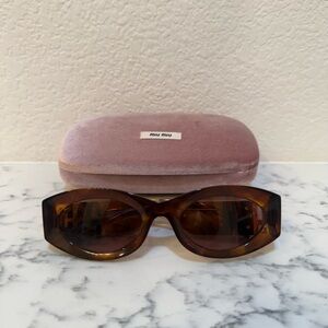 Miu Miu Brown Rectangular Sunglasses